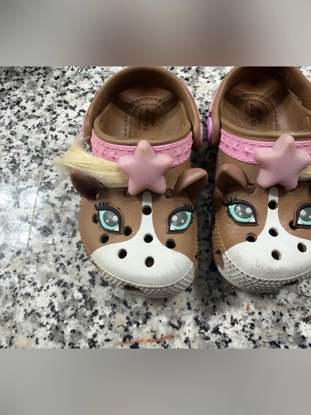 Crocs Fun Lab Horse Pony Clogs Toddler Girls Size C7 Brown Pink